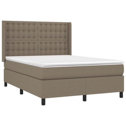 Spring bed frame with dove gray mattress 140x190 cm in fabric