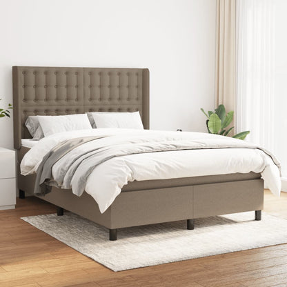 Spring bed frame with dove gray mattress 140x190 cm in fabric