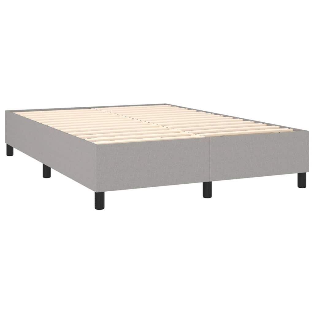 Spring bed frame with light gray mattress 140x200cm fabric