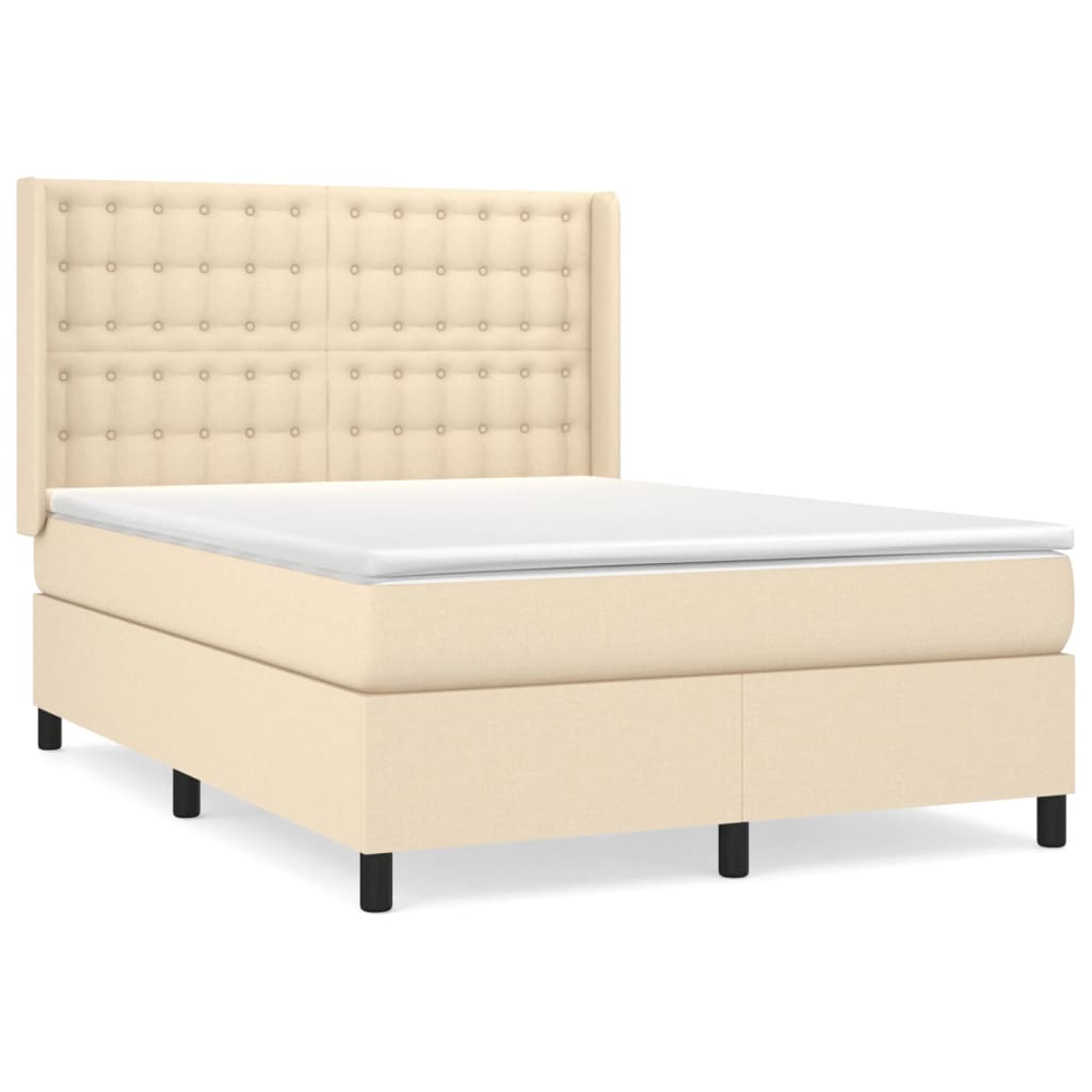 Giroletto a Molle con Materasso Crema 140x200 cm in Tessuto | homemem39