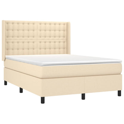 Giroletto a Molle con Materasso Crema 140x200 cm in Tessuto | homemem39