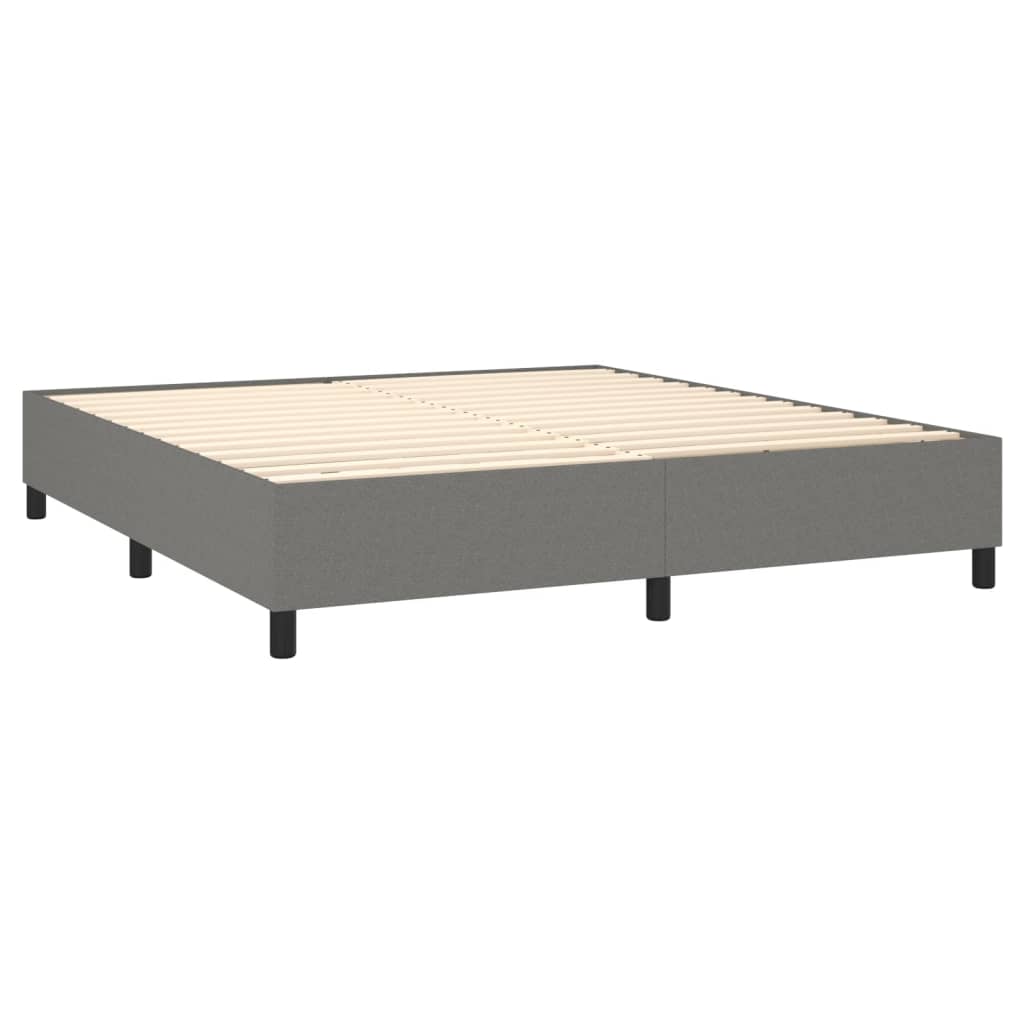 Spring Bed Frame with Dark Gray Mattress 160x200 cm Fabric