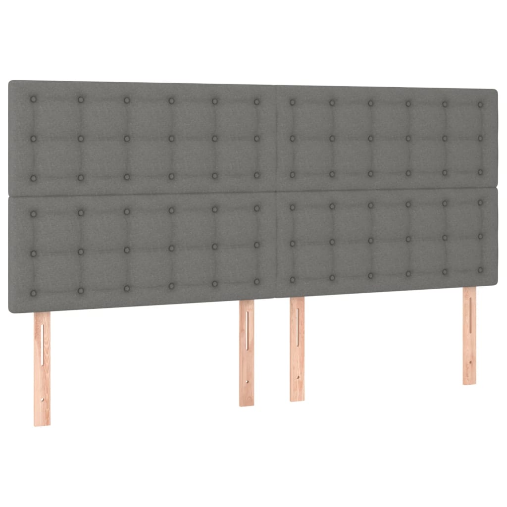 Spring Bed Frame with Dark Gray Mattress 160x200 cm Fabric