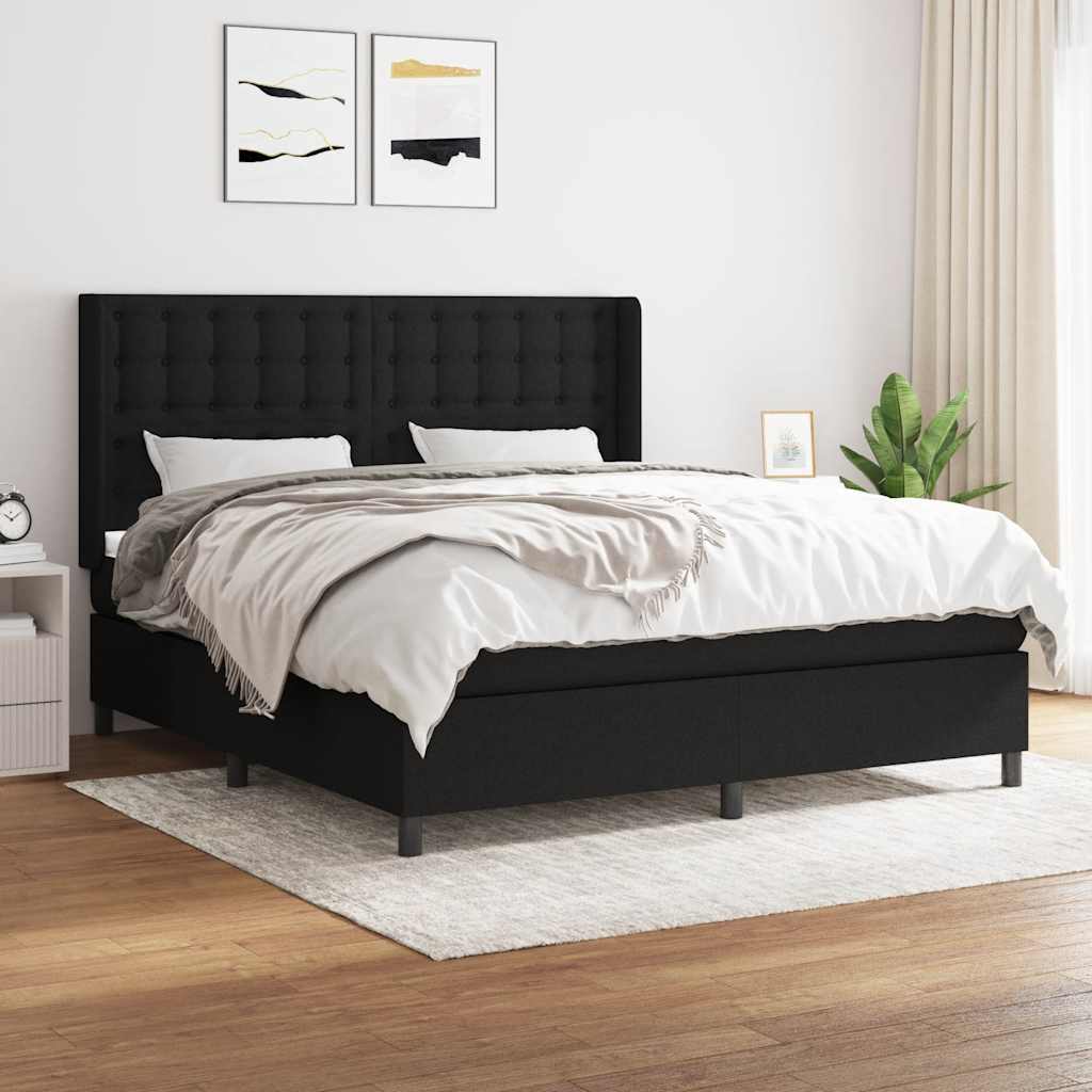 Giroletto a Molle con Materasso Nero 160x200 cm in Tessuto | homemem39