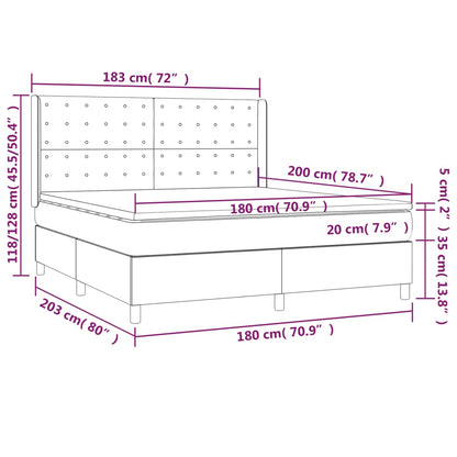 Giroletto a Molle con Materasso Grigio Scuro 180x200 cm Tessuto