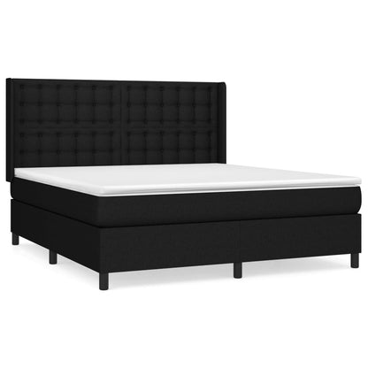 Spring bed frame with black mattress 180x200 cm in fabric