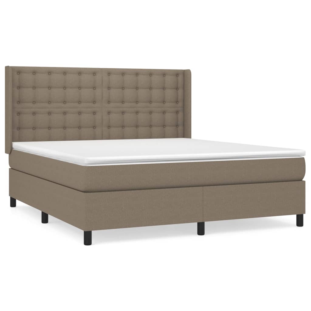 Spring bed frame with dove gray mattress 180x200 cm in fabric