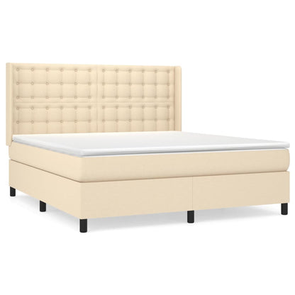 Spring bed frame with cream mattress 180x200 cm in fabric