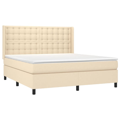 Spring bed frame with cream mattress 180x200 cm in fabric