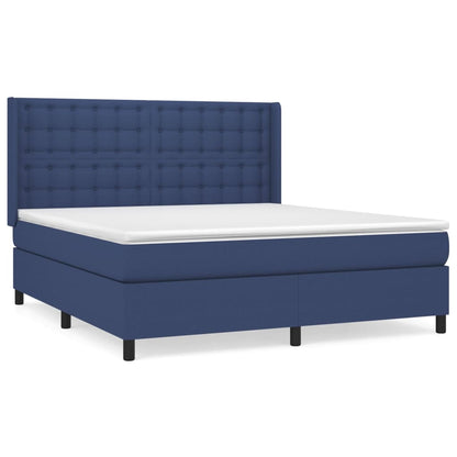 Spring bed frame with blue mattress 180x200 cm in fabric