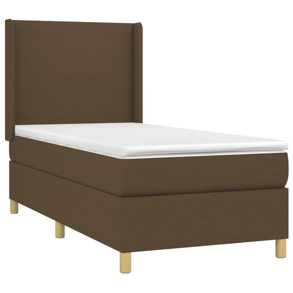 Giroletto a Molle con Materasso Marrone Scuro 80x200 cm Tessuto | homemem39