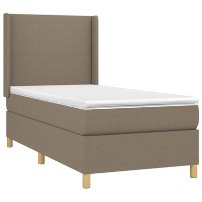 Spring bed frame with dove gray mattress 100x200 cm in fabric