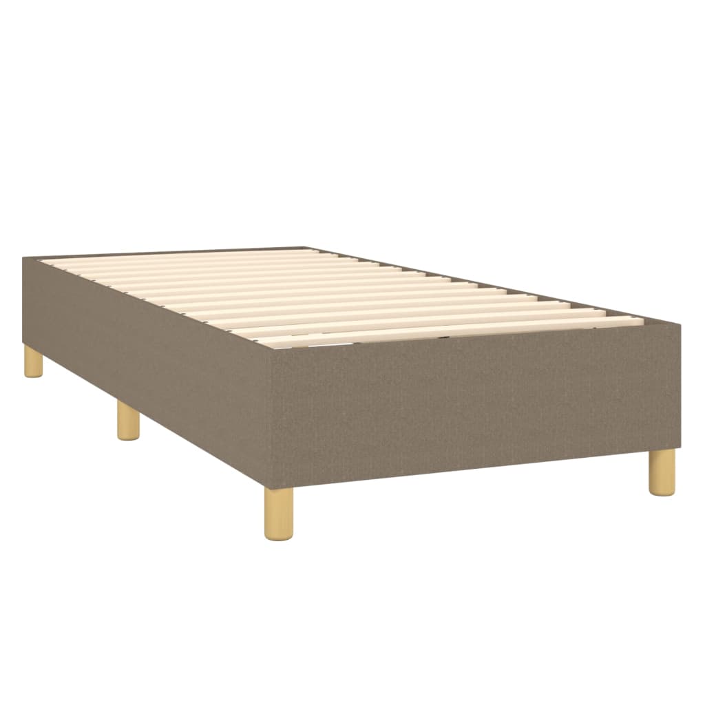 Spring bed frame with dove gray mattress 100x200 cm in fabric