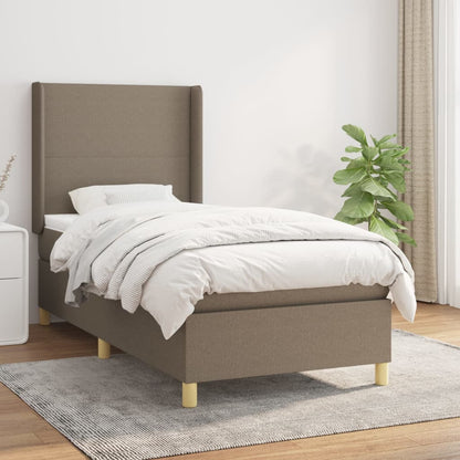 Spring bed frame with dove gray mattress 100x200 cm in fabric