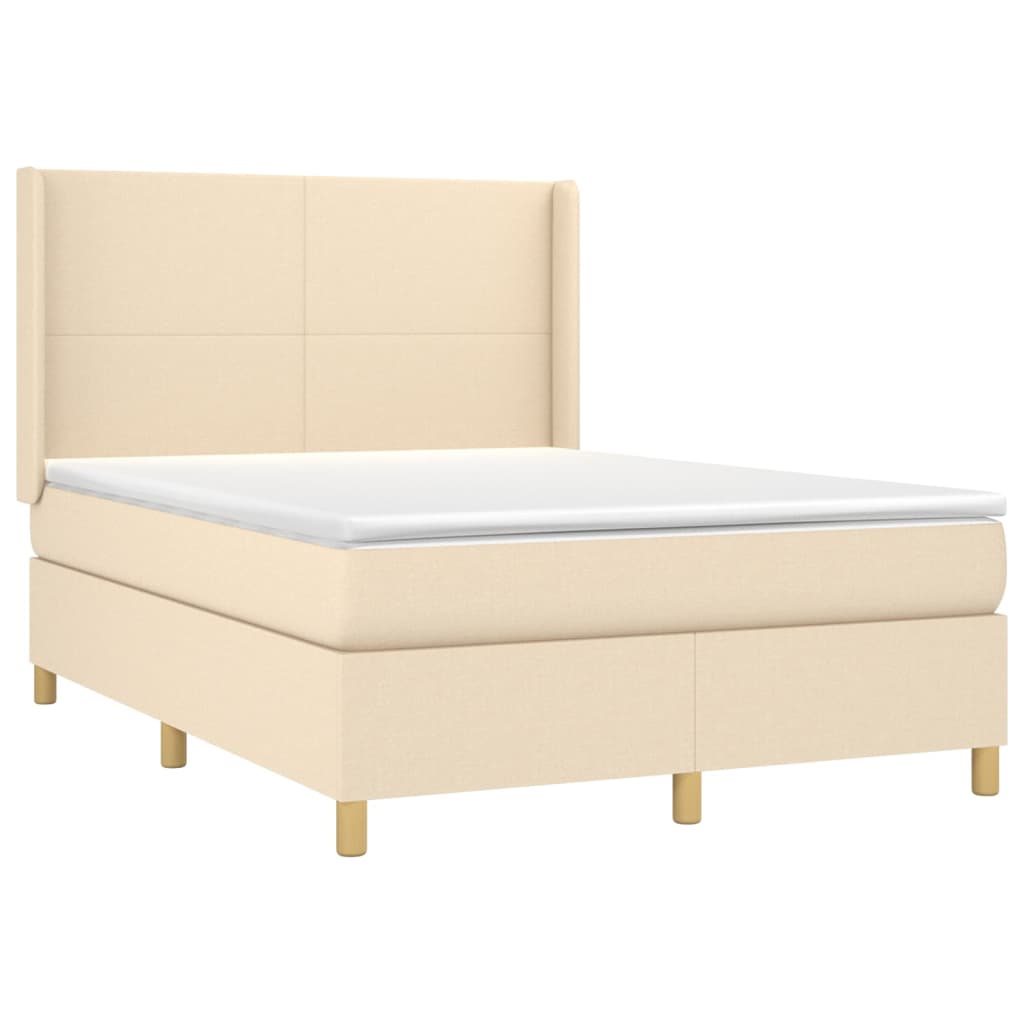 Giroletto a Molle con Materasso Crema 140x19 cm in Tessuto | homemem39