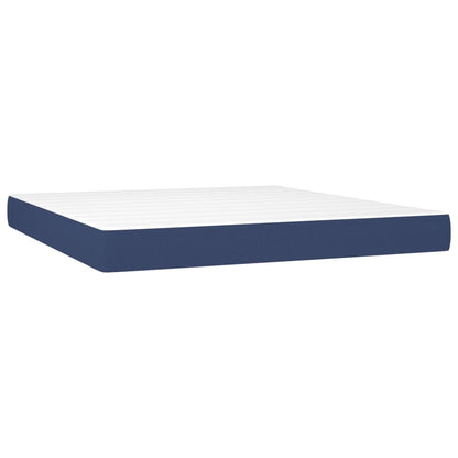 Spring bed frame with blue mattress 160x200 cm in fabric