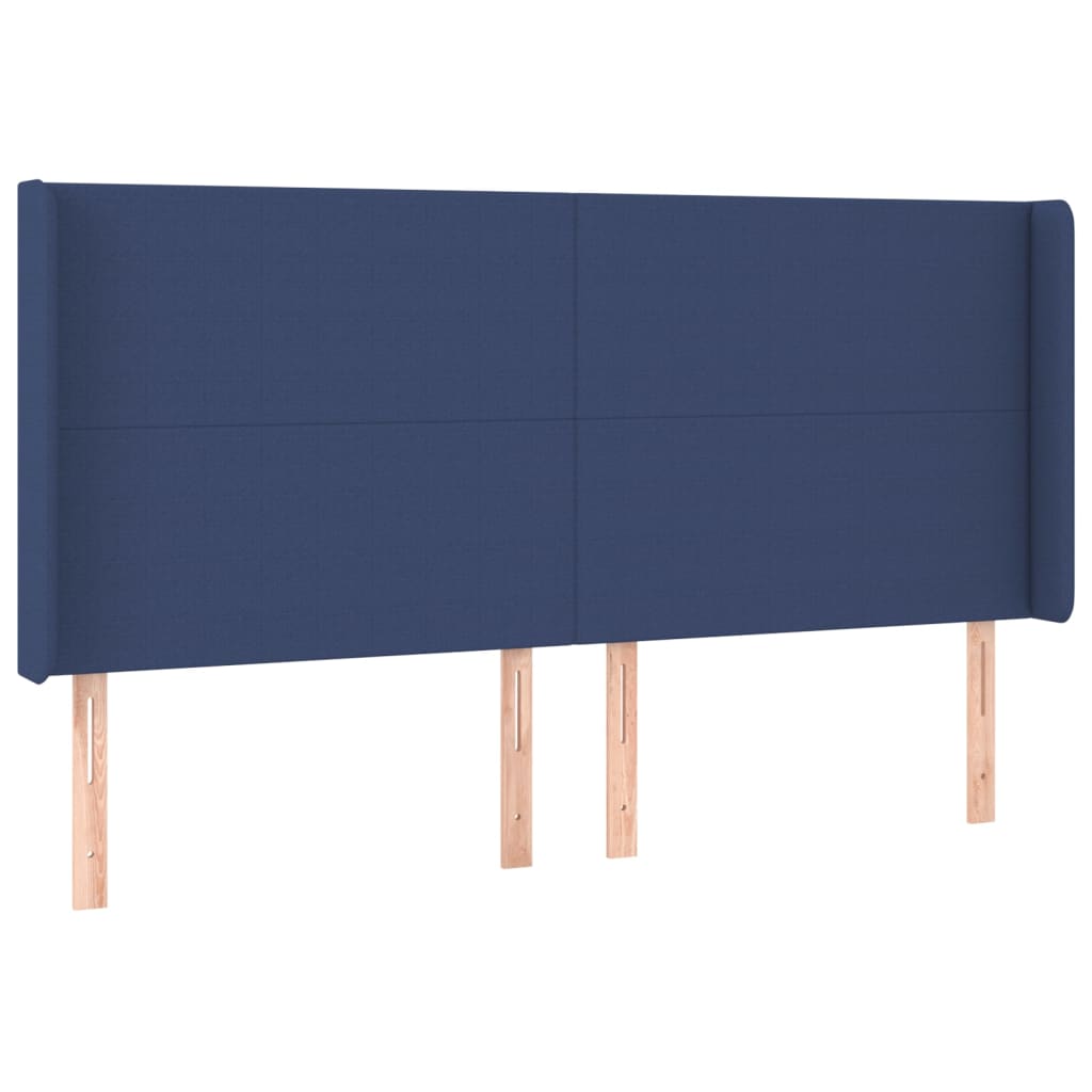 Spring bed frame with blue mattress 160x200 cm in fabric