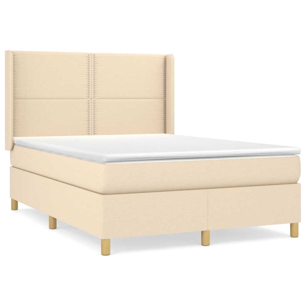 Giroletto a Molle con Materasso Crema 140x19 cm in Tessuto | homemem39
