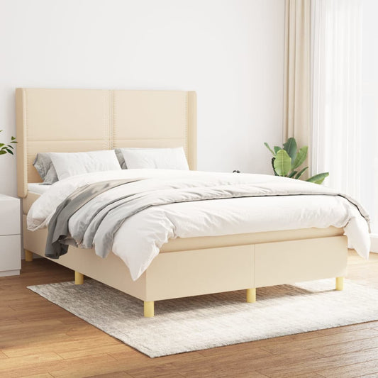 Giroletto a Molle con Materasso Crema 140x19 cm in Tessuto | homemem39