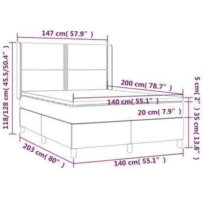 Giroletto a Molle con Materasso Marrone Scuro 140x200cm Tessuto | homemem39