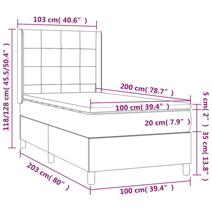 Giroletto a Molle con Materasso Grigio Scuro 100x200 cm Tessuto - homemem39