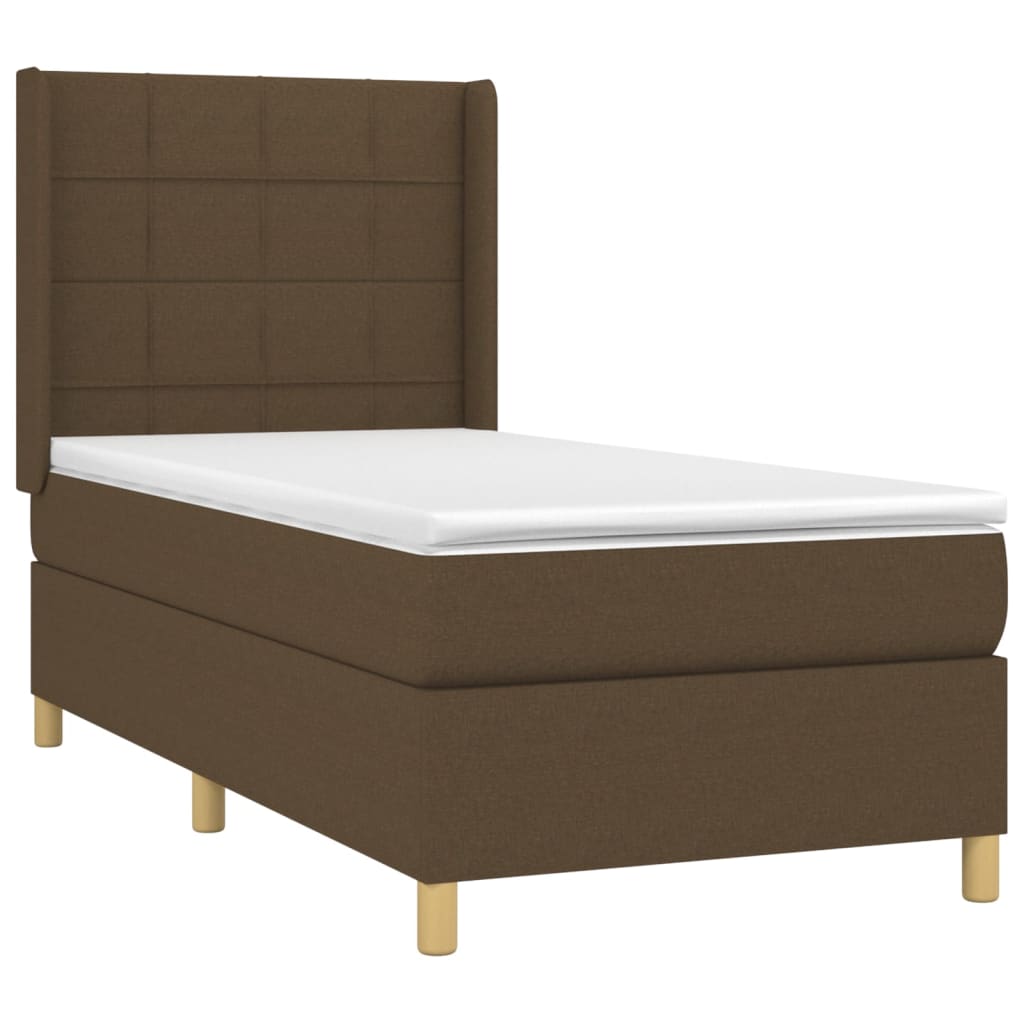 Giroletto a Molle con Materasso Marrone Scuro 100x200cm Tessuto | homemem39