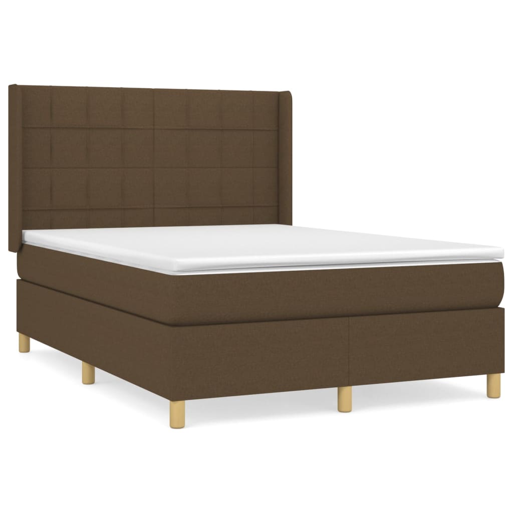 Giroletto a Molle con Materasso Marrone Scuro 140x190cm Tessuto | homemem39
