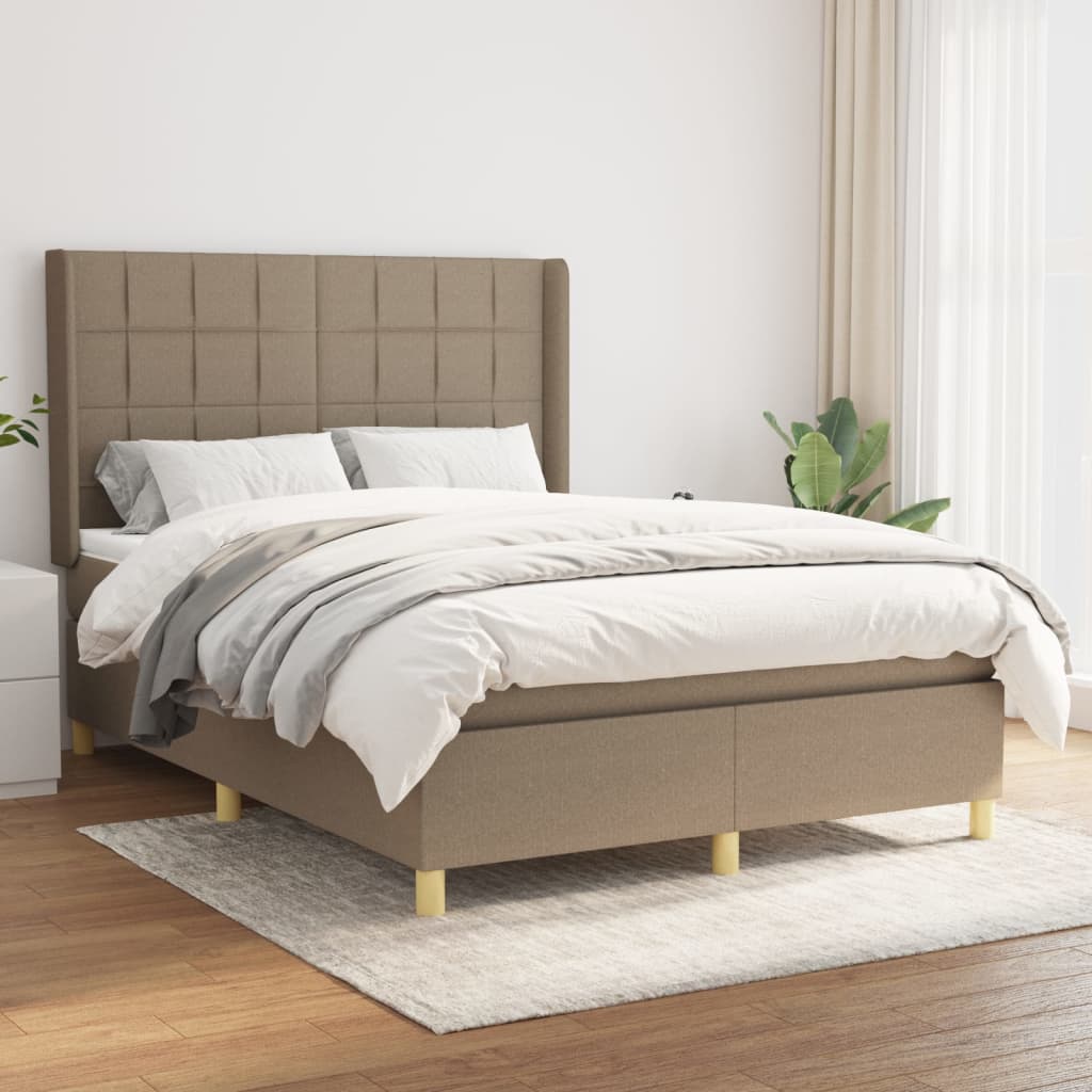 Giroletto a Molle con Materasso Tortora 140x190 cm in Tessuto