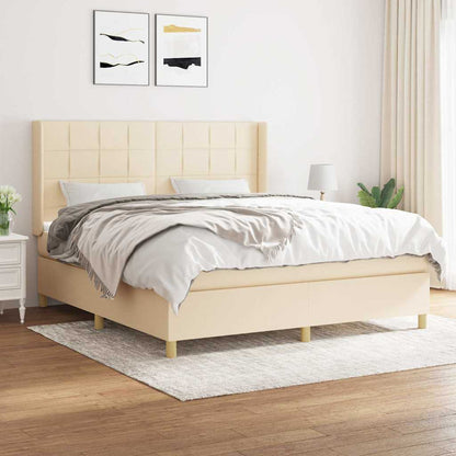 Giroletto a Molle con Materasso Crema 160x200 cm in Tessuto