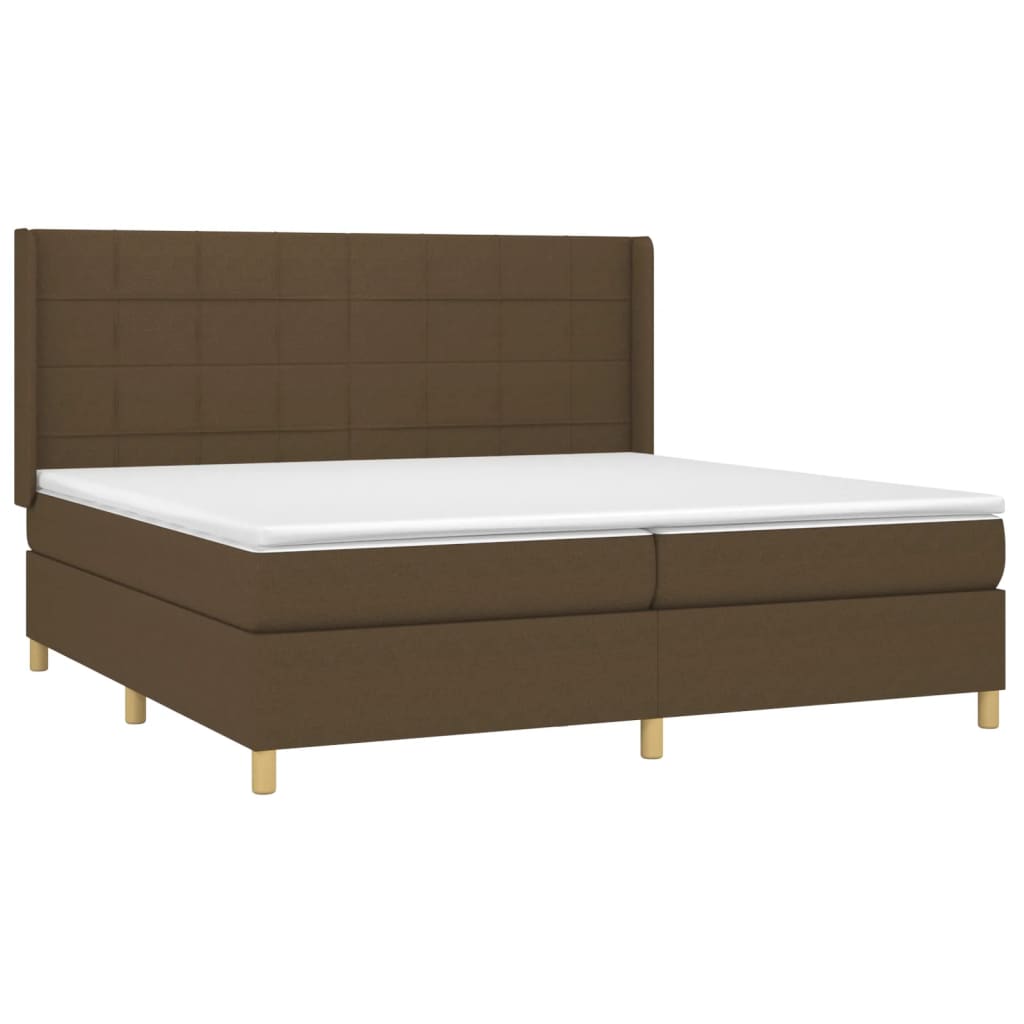 Giroletto a Molle con Materasso Marrone Scuro 200x200cm Tessuto | homemem39
