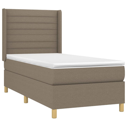 Spring bed frame with dove gray mattress 90x190 cm in fabric