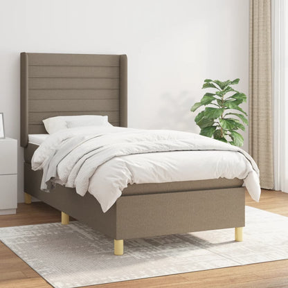 Spring bed frame with dove gray mattress 90x190 cm in fabric