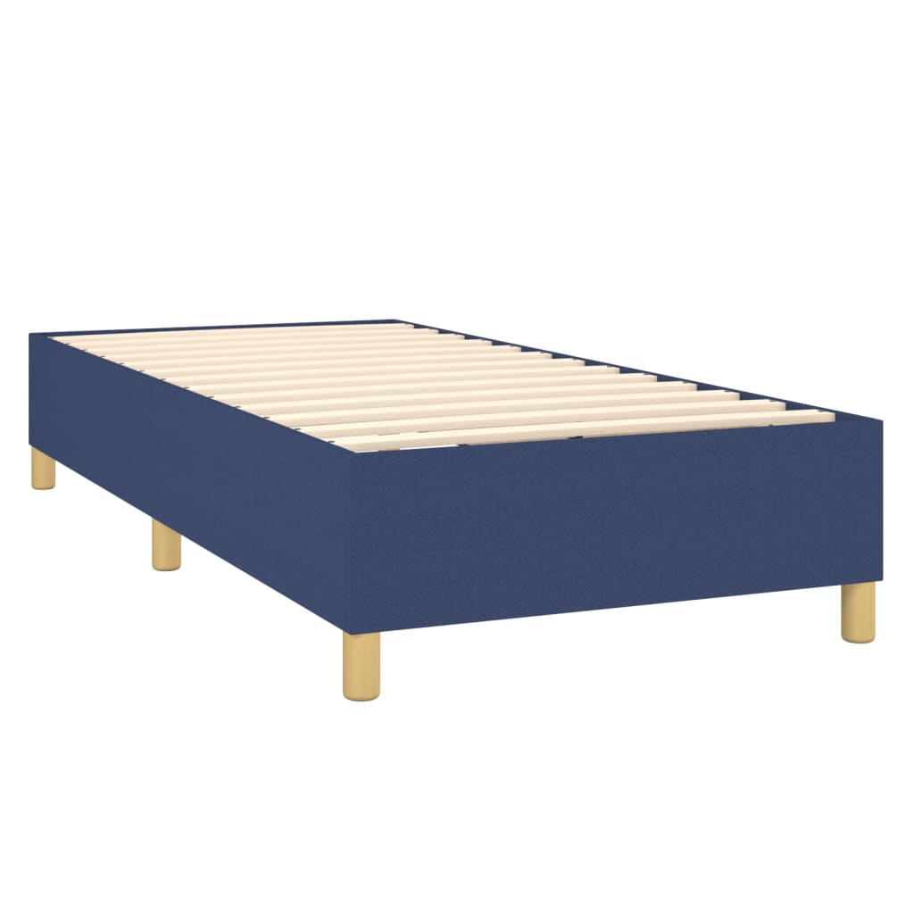 Spring bed frame with blue mattress 90x190 cm in fabric