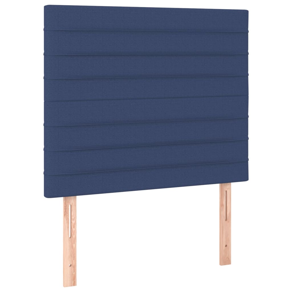 Spring bed frame with blue mattress 90x190 cm in fabric