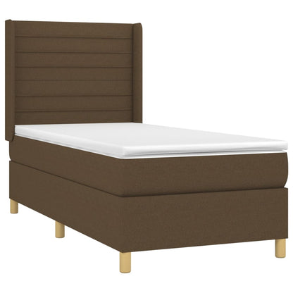 Giroletto a Molle con Materasso Marrone Scuro 100x200cm Tessuto | homemem39