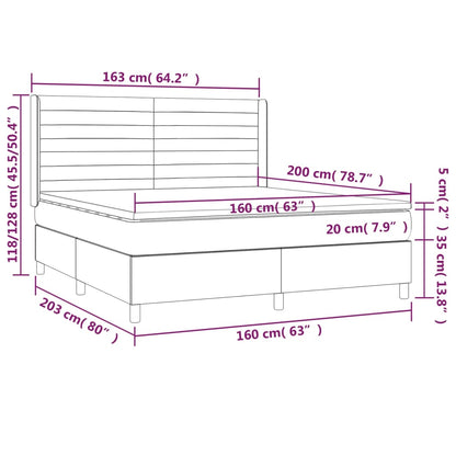 Giroletto a Molle con Materasso Marrone Scuro 160x200cm Tessuto | homemem39