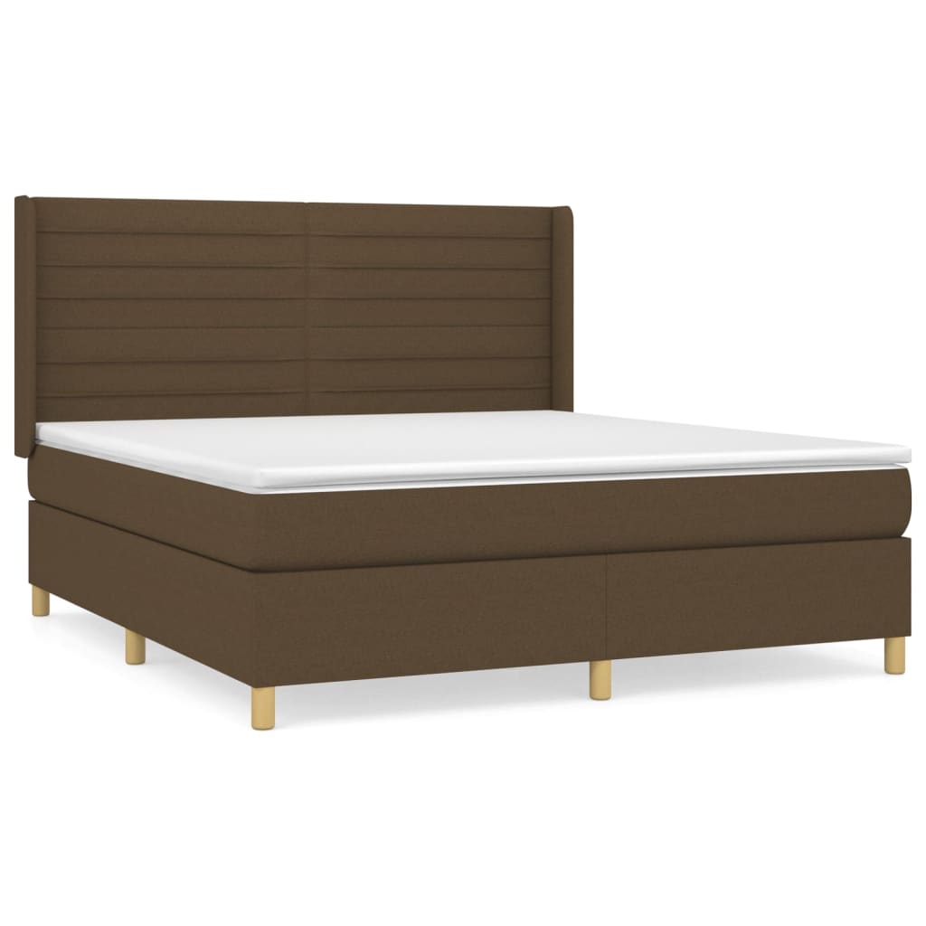 Giroletto a Molle con Materasso Marrone Scuro 180x200cm Tessuto | homemem39