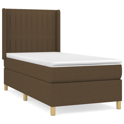 Giroletto a Molle con Materasso Marrone Scuro 90x190cm Tessuto | homemem39