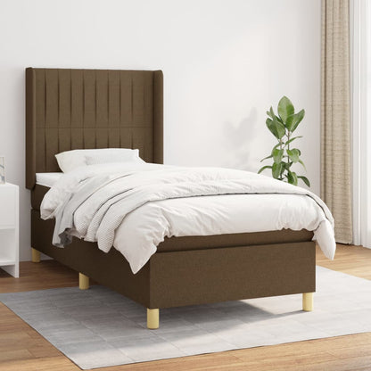 Giroletto a Molle con Materasso Marrone Scuro 90x190cm Tessuto | homemem39