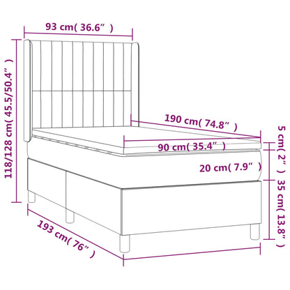 Giroletto a Molle con Materasso Tortora 90x190 cm in Tessuto | homemem39