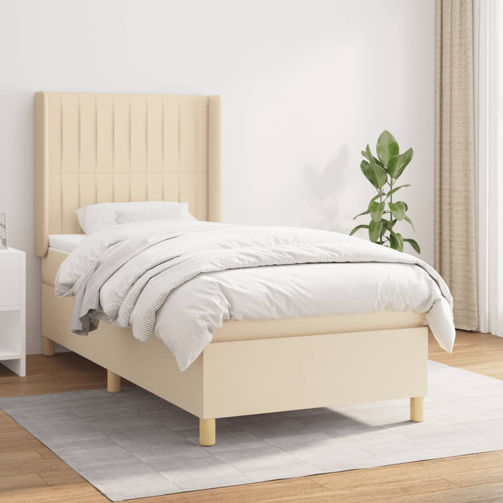 Giroletto a Molle con Materasso Crema 90x200 cm inTessuto