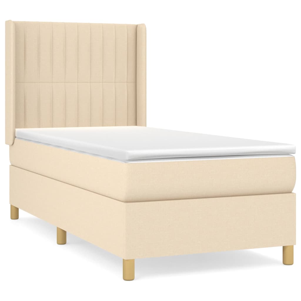 Giroletto a Molle con Materasso Crema 100x200 cm in Tessuto | homemem39