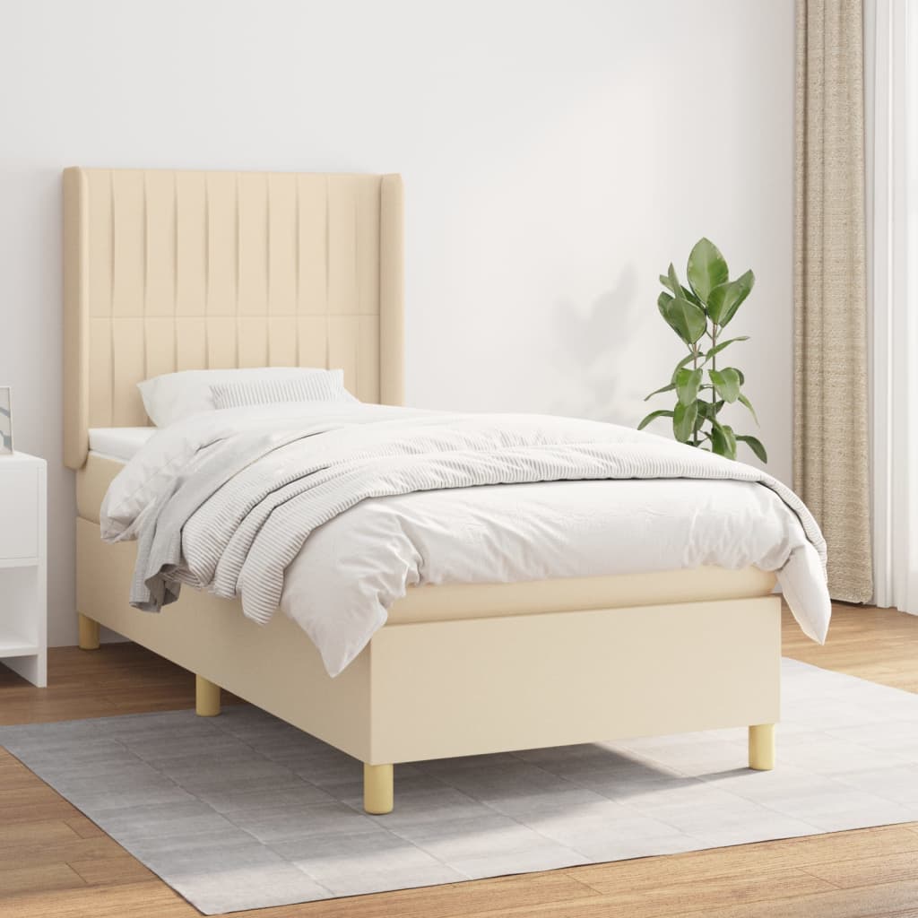 Giroletto a Molle con Materasso Crema 100x200 cm in Tessuto | homemem39