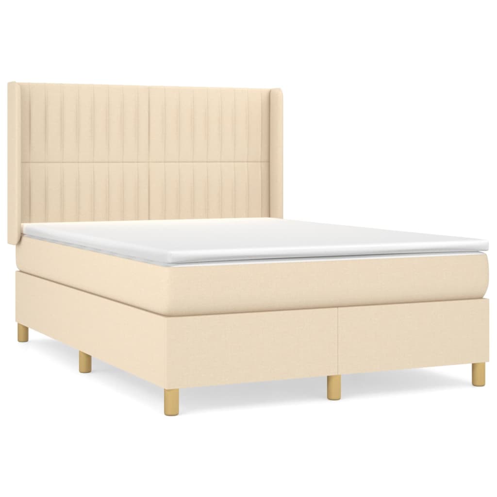 Giroletto a Molle con Materasso Crema 140x19 cm in Tessuto | homemem39