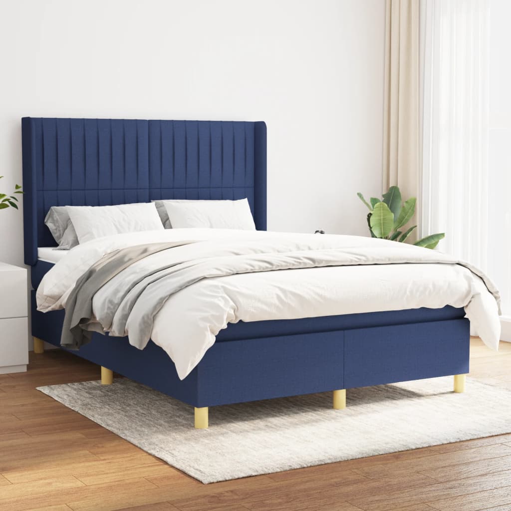 Giroletto a Molle con Materasso Blu 140x190 cm in Tessuto | homemem39