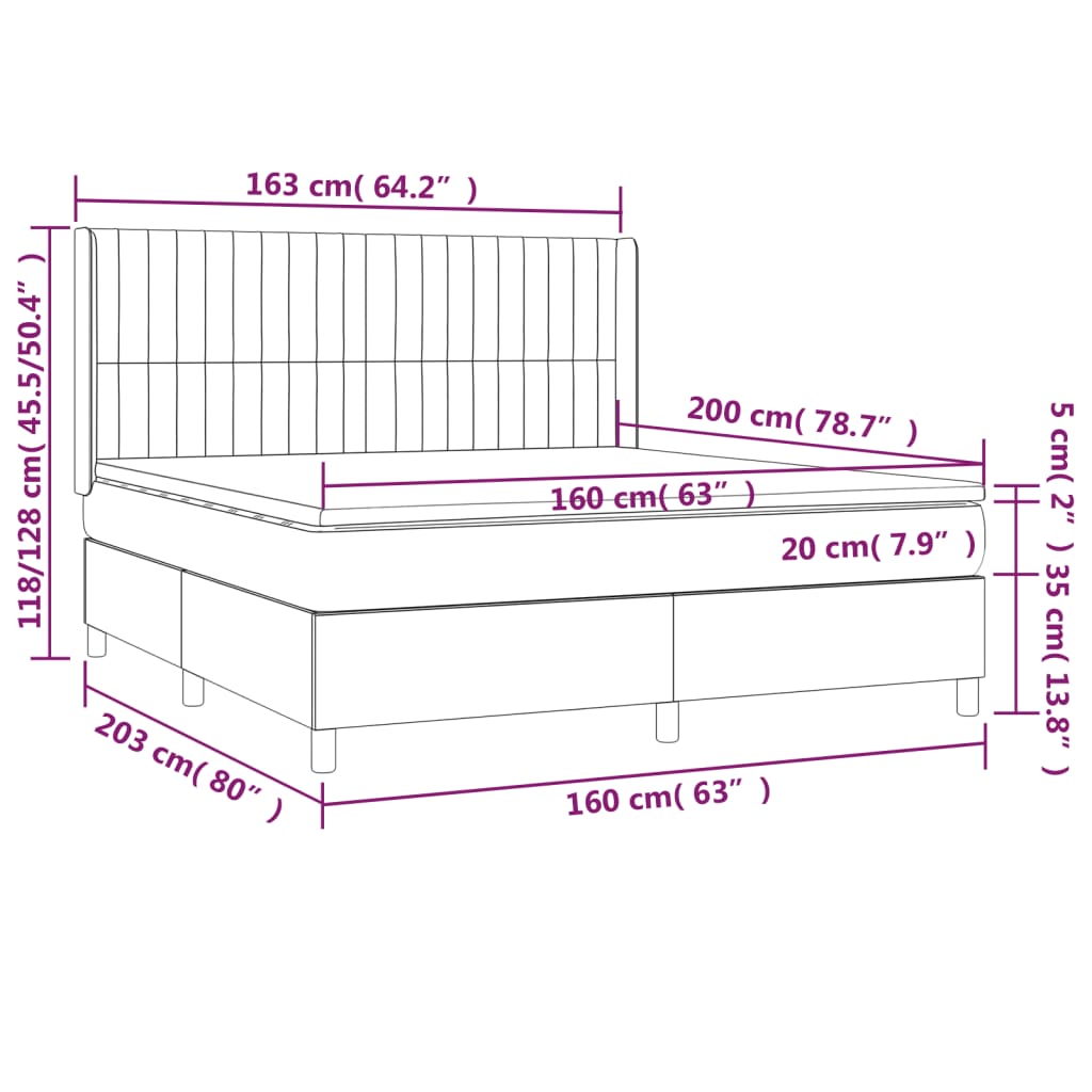 Giroletto a Molle con Materasso Marrone Scuro 160x200cm Tessuto | homemem39