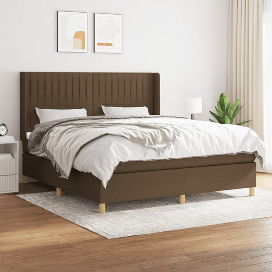 Giroletto a Molle con Materasso Marrone Scuro 160x200cm Tessuto | homemem39