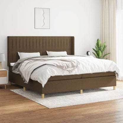 Giroletto a Molle con Materasso Marrone Scuro 200x200cm Tessuto | homemem39