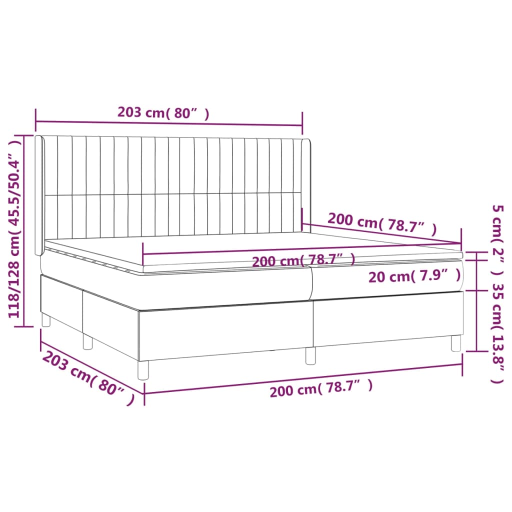 Giroletto a Molle con Materasso Tortora 200x200 cm in Tessuto | homemem39