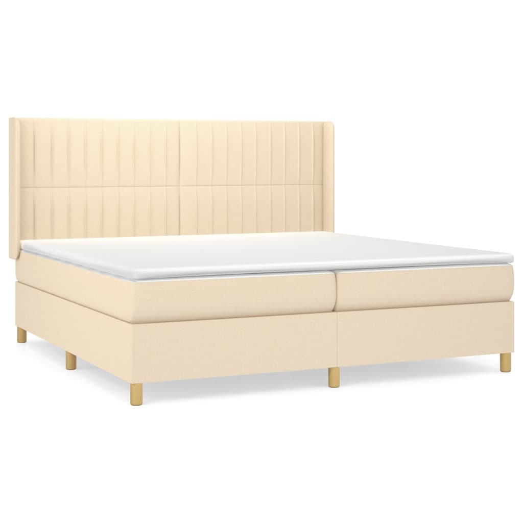 Giroletto a Molle con Materasso Crema 200x200 cm in Tessuto | homemem39